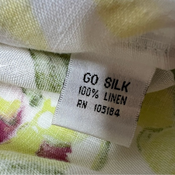 Go Silk Linen Tunic Button Up Floral Shirt Resortwear Top Petite PP NEW. 249 - Picture 4 of 4